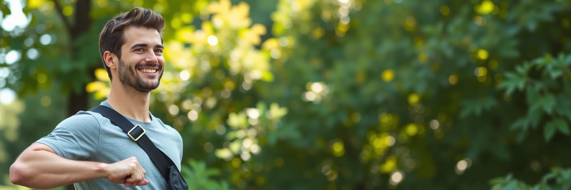 Banner featuring a strong, healthy man in a dynamic pose, representing men's health and vitality
