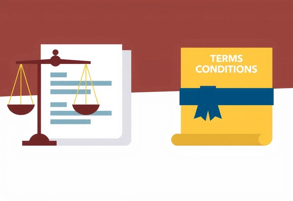 Legal document illustration with scales of justice and contract